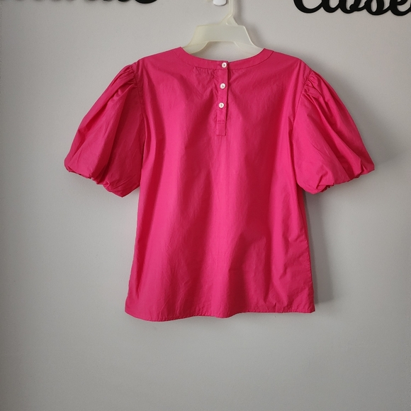Olivia James The Label Women's Annie Puff Sleeve Blouse Hot Pink size XSmall‎ - Picture 4 of 10
